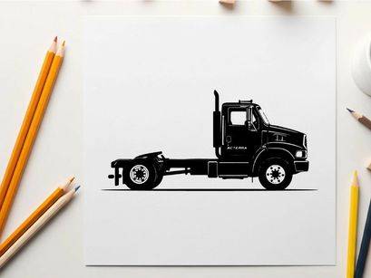 Silhouette of a semi truck without trailer