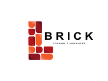Bricks Logo Design, Material Stone Illustration Vector, Building Construction Icon