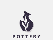 Pottery logo design handmade, creative traditional mug craft sign concept inspiration nature workshop
