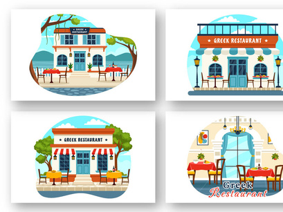 9 Greek Food Restaurant Illustration