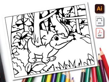 Baby Alligator Coloring Book Line Art Design preview picture
