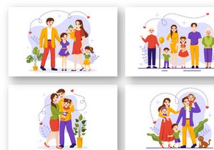 12 Family Values Vector Illustration