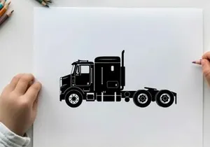 Silhouette of a semi truck with trailer hitch