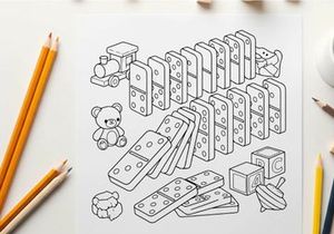 Dominoes falling toys vector illustration flat design