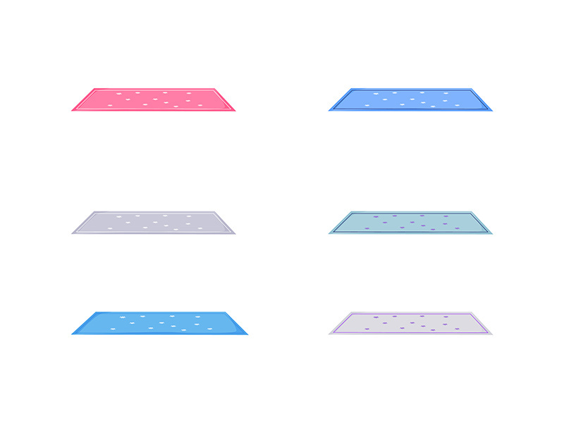 Fashionable carpet flat color vector object set