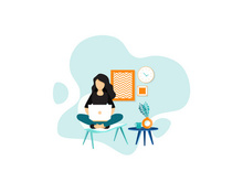 A woman working at home