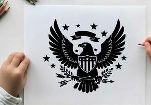 American eagle silhouette with stars and shield emblem