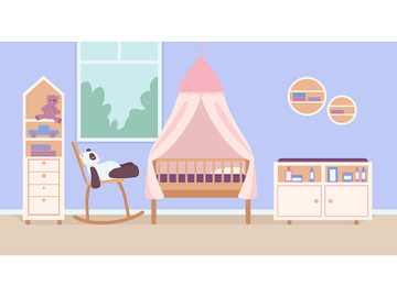 Child bedroom for newborn flat color vector illustration preview picture