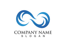 Blue water wave logo design template