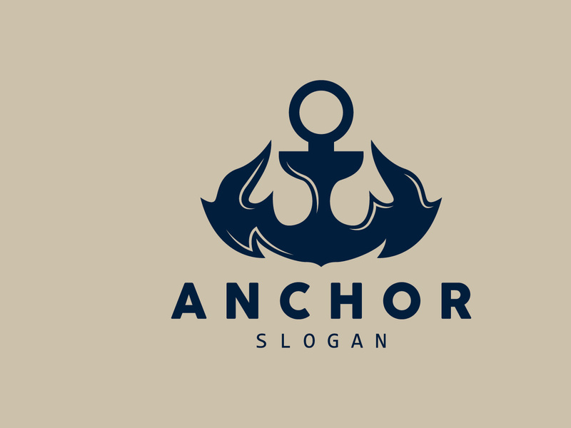 Anchor Logo, Ocean Ship Vector, Simple Minimalist Design