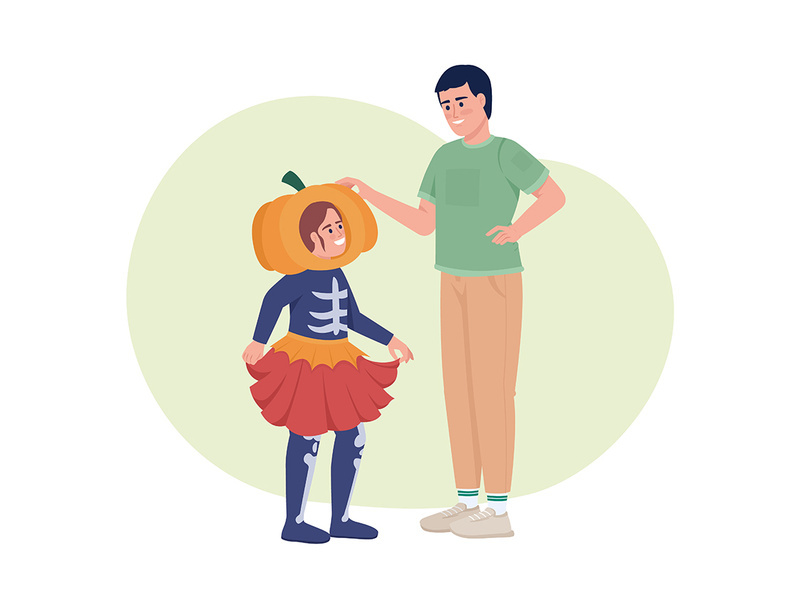Make Halloween costume with dad 2D vector isolated illustration