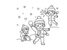Children playing winter sports vector illustration flat design
