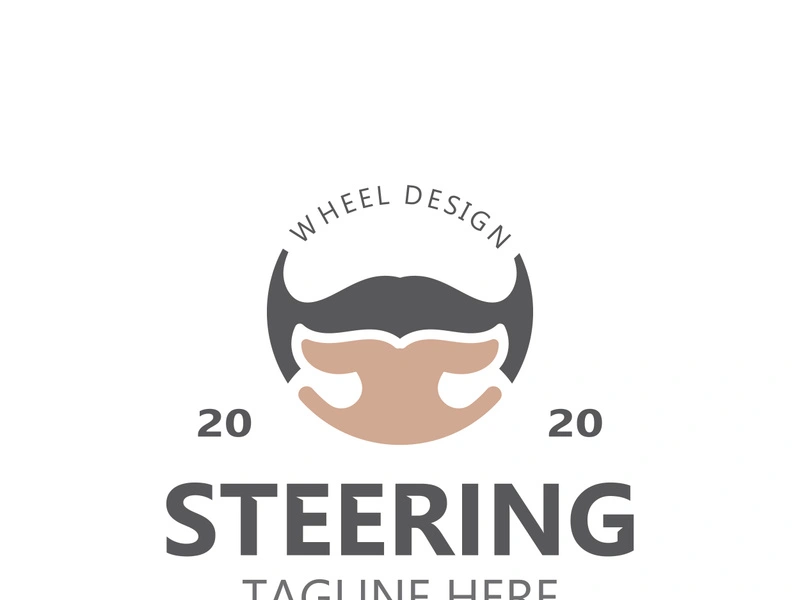 Steering wheel logo automotive car design garage auto repair workshop illustration