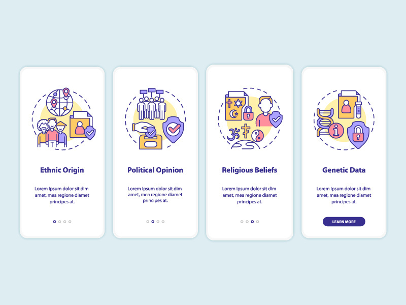 Examples of personal information onboarding mobile app screen