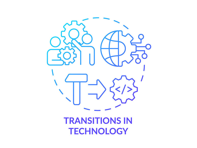 Transitions in technology blue gradient concept icon
