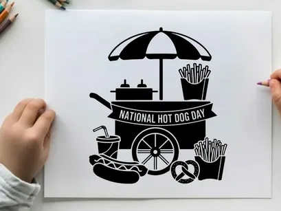 national hot dog day food cart vector illustration