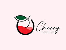 Cherry Fruit logo, Red Colored plant vector illustration, Fruit Shop Design, Company, Sticker, Product Brand