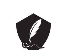 Feather quill design icon and logo illustration classic stationery