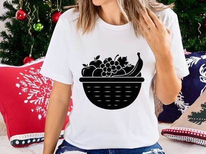 Fresh fruits in woven basket healthy eating minimalist black white