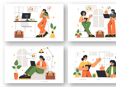 12 Confident Businesswomen Illustration