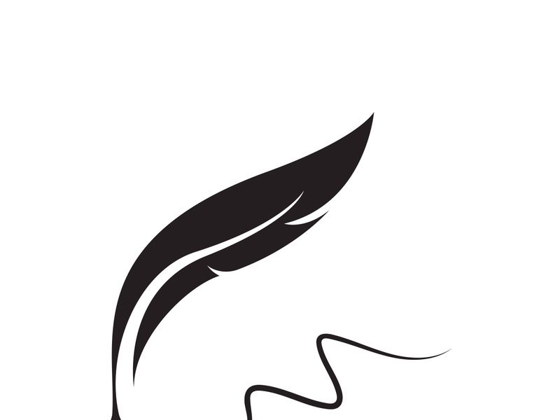 Feather quill design icon and logo illustration classic stationery