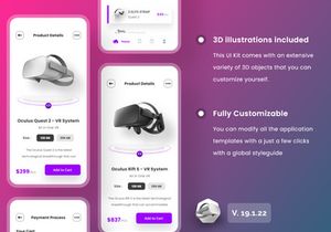 VR Store Mobile App UI Kits