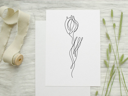 Abstract Flower Tulip continuous line drawing art singulart aesthetic simple