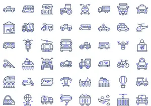 Pack of Transport Colored Line icons