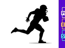 American football player running with ball in hand silhouette