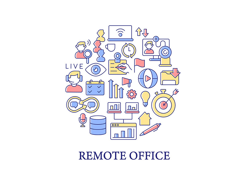 Remote office abstract color concept layout with headline