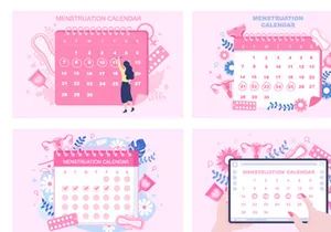 16 Menstruation Calendar Women Illustration