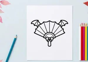 Halloween hand fan with bat wings. Gothic folding fan icon for spooky holiday design.