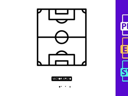 A black and white diagram of a soccer field with goals and markings