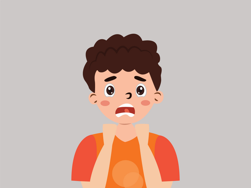 Young boy with fear expressions