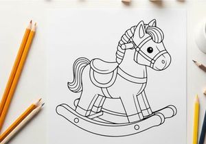 White rocking horse toy vector illustration flat design