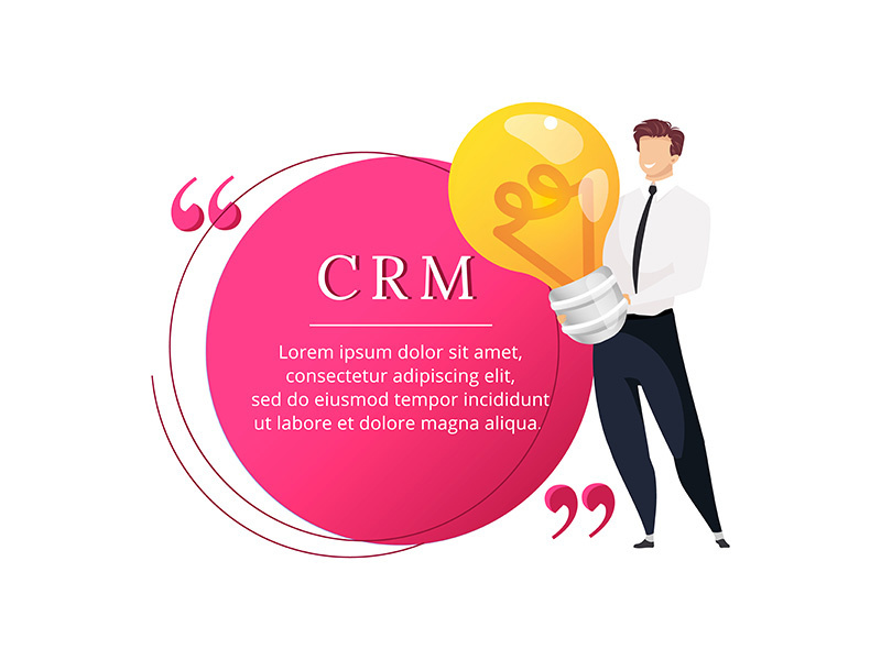 CRM flat color vector character quote