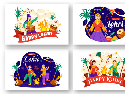 12 Happy Lohri Festival Illustration