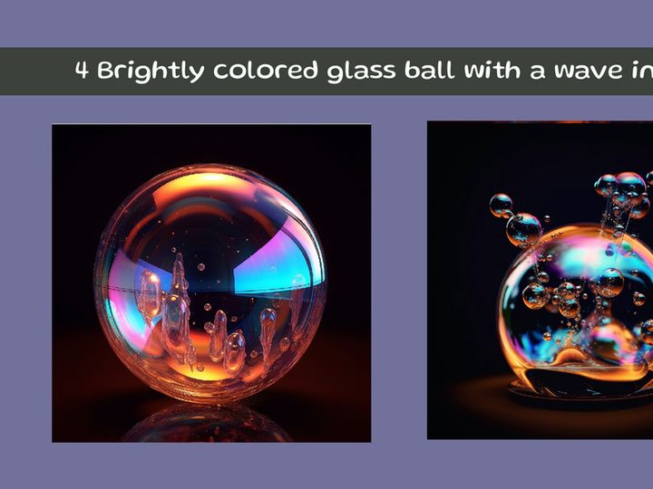 Brightly colored glass ball with a wave inside