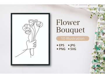 Flower Bouquet Minimalist Line Art Drawing preview picture
