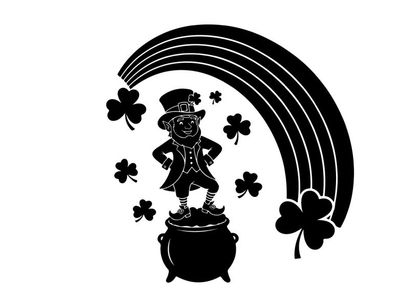 ilustración vectorial de duende con olla de oro