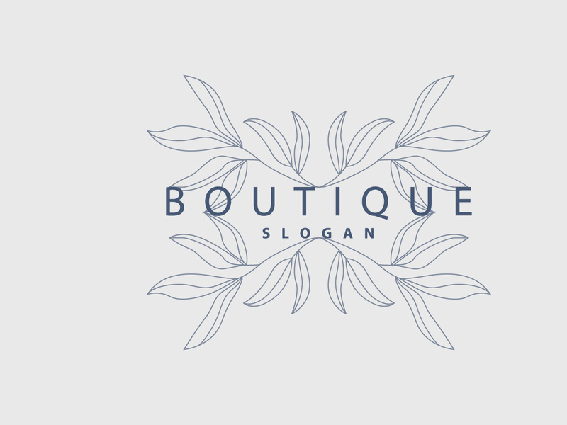 Leaf Line Logo, Beautiful Hand Drawn Design