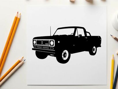 Silhouette of a classic pickup truck with a rugged design