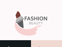 Lipstick logo design for makeup fashion shop and beauty vector cosmetic design template