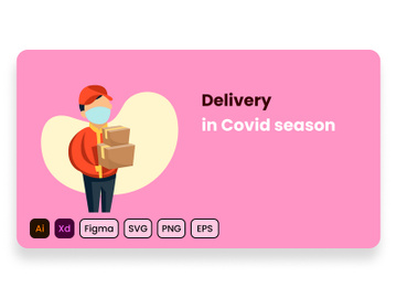 Delivery in the Covid season. Flat design concept. preview picture
