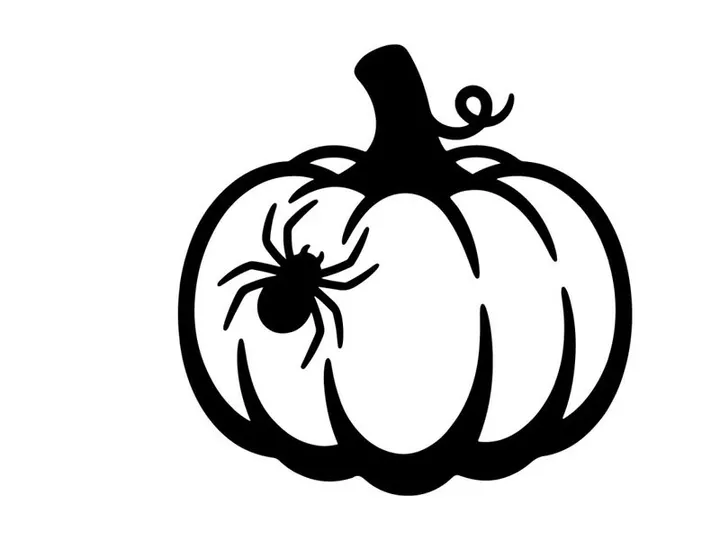 Halloween Pumpkin with Spider Silhouette for Fall Decor