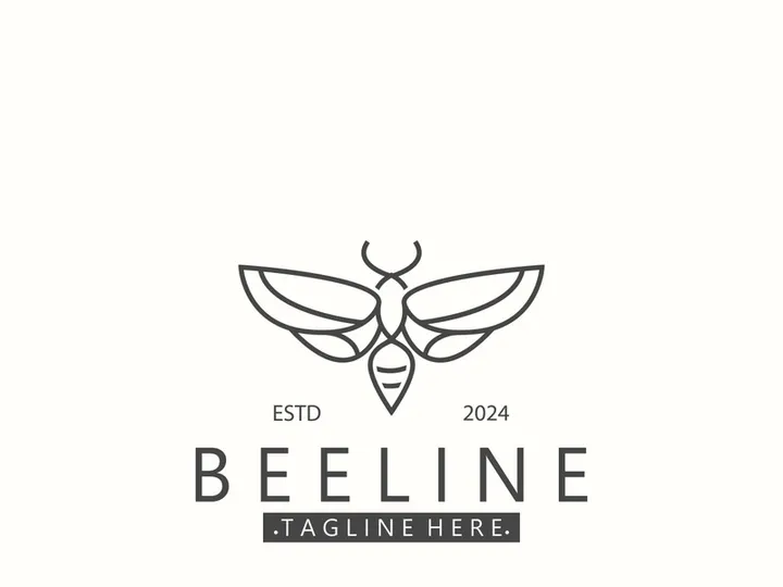 Bee line art animal exclusive logo simple inspiration on black background design