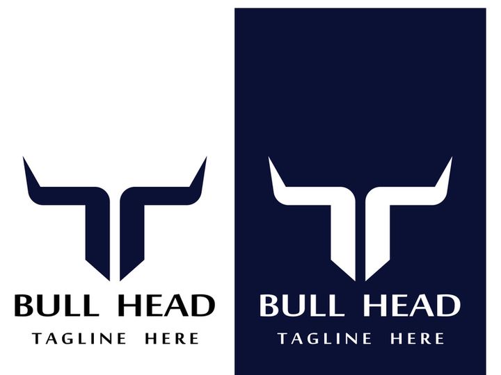Bull head horns logo design.