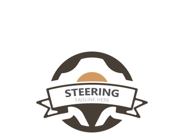 Steering wheel logo automotive car design garage auto repair workshop illustration preview picture