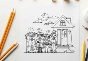 Halloween kids trick or treat vector illustration flat design