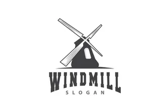 Windmill Logo, Agriculture Farm Vector, Nature